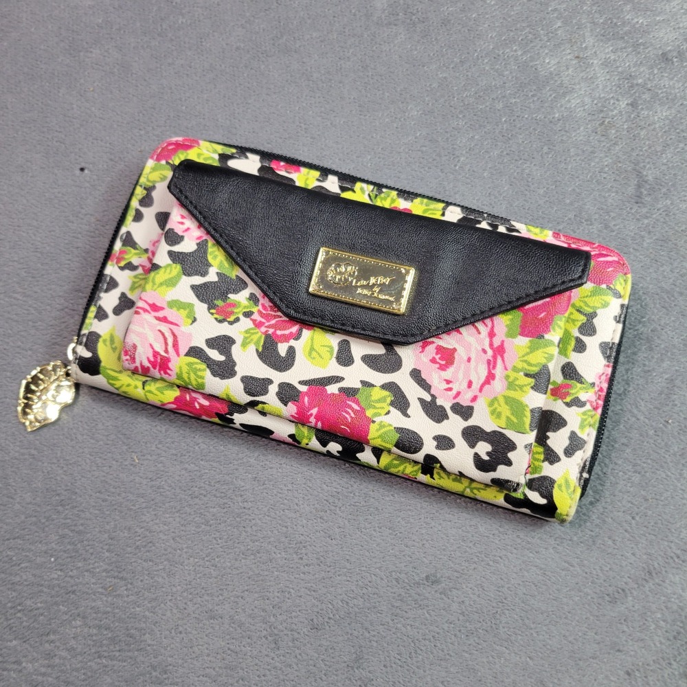 Luv Betsey Betsey Johnson Wallet Womens OS‎ Multicolor Floral Leopard Zip Around